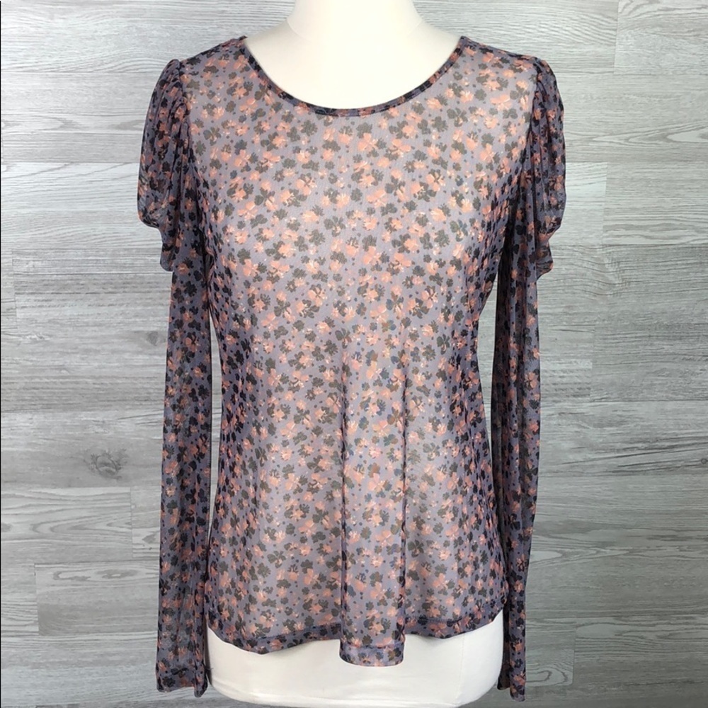 1. State Sheer Womens Blouse Romantic Floral